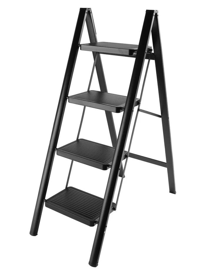 Slim Folding 4-Step Ladder with Anti-Slip Features