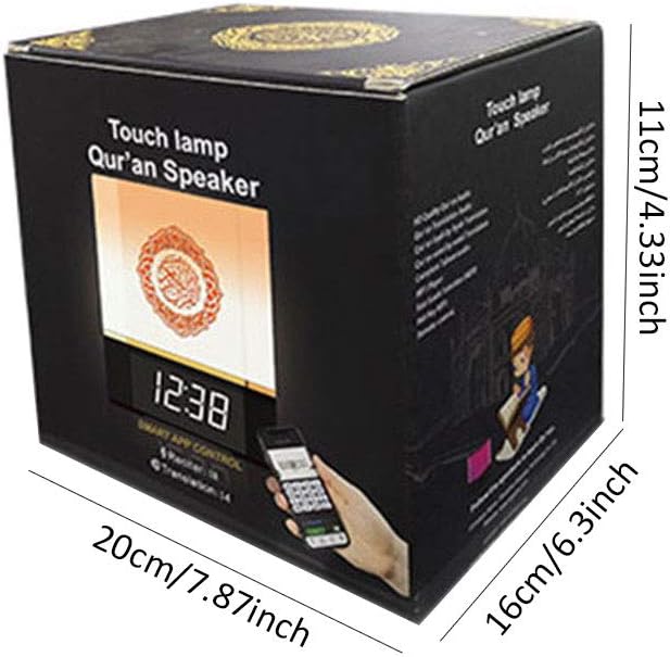 Quran Speaker Smart Touch Lamp Bluetooth Speaker with APP Control, Clock, Remote Controller, Portable LED Bluetooth Touch Cube FM MP3 Music Player Night Light Rechargeable