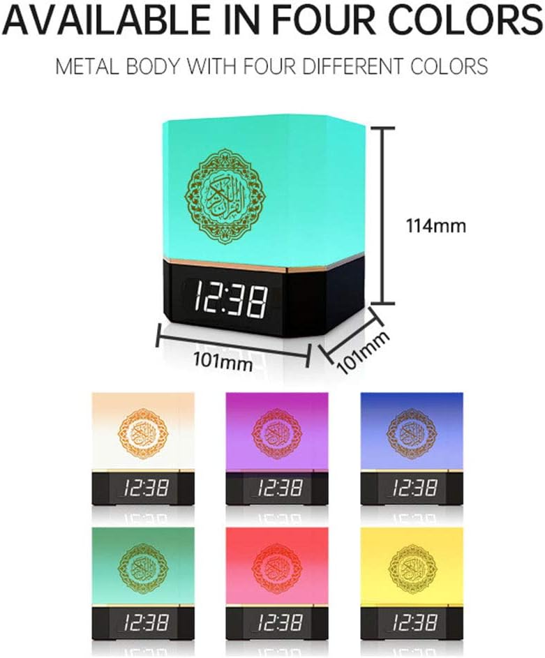 Quran Speaker Smart Touch Lamp Bluetooth Speaker with APP Control, Clock, Remote Controller, Portable LED Bluetooth Touch Cube FM MP3 Music Player Night Light Rechargeable