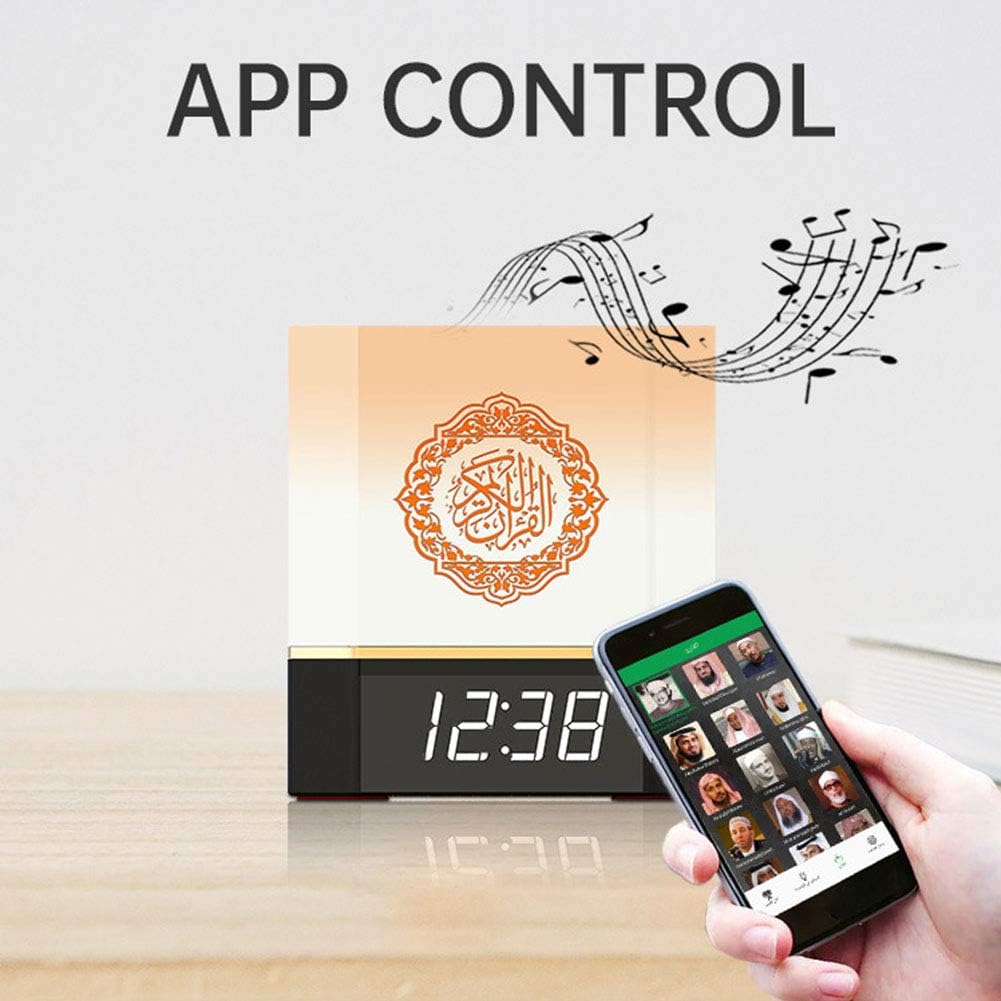 Quran Speaker Smart Touch Lamp Bluetooth Speaker with APP Control, Clock, Remote Controller, Portable LED Bluetooth Touch Cube FM MP3 Music Player Night Light Rechargeable