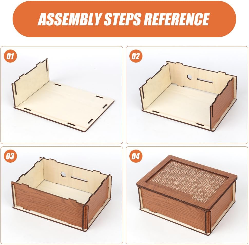 Wooden Money Box with Counter for Savings Goal - 10,000 £