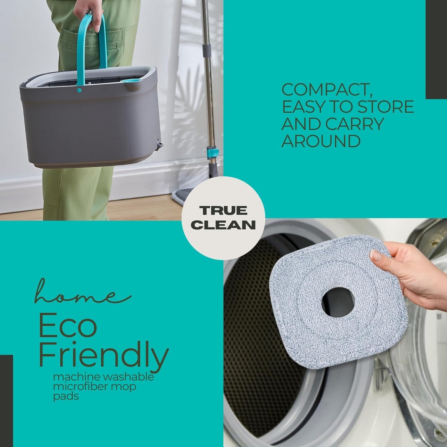 Self-Wringing Flat Mop & Bucket Set – 360° Rotating Head, Hands-Free Cleaning System