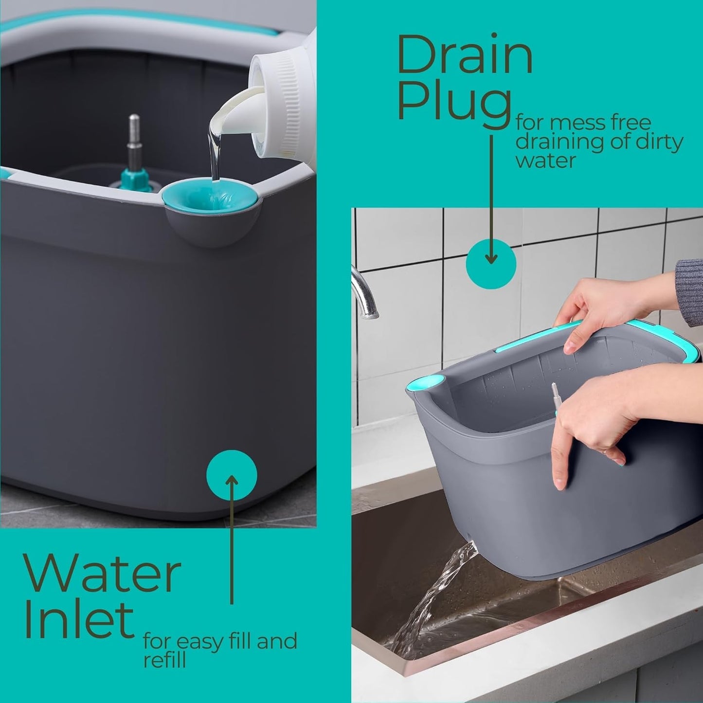 Self-Wringing Flat Mop & Bucket Set – 360° Rotating Head, Hands-Free Cleaning System