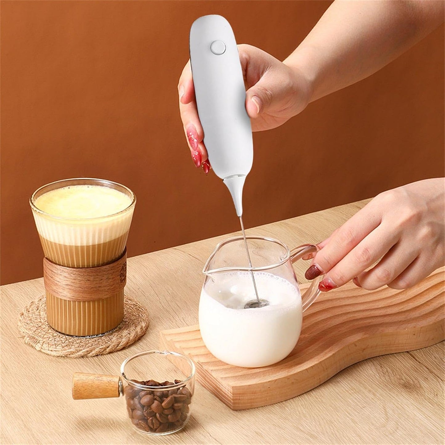 Electric Handheld Milk Frother - Battery Operated Foam Maker for Coffee, Latte, Cappuccino