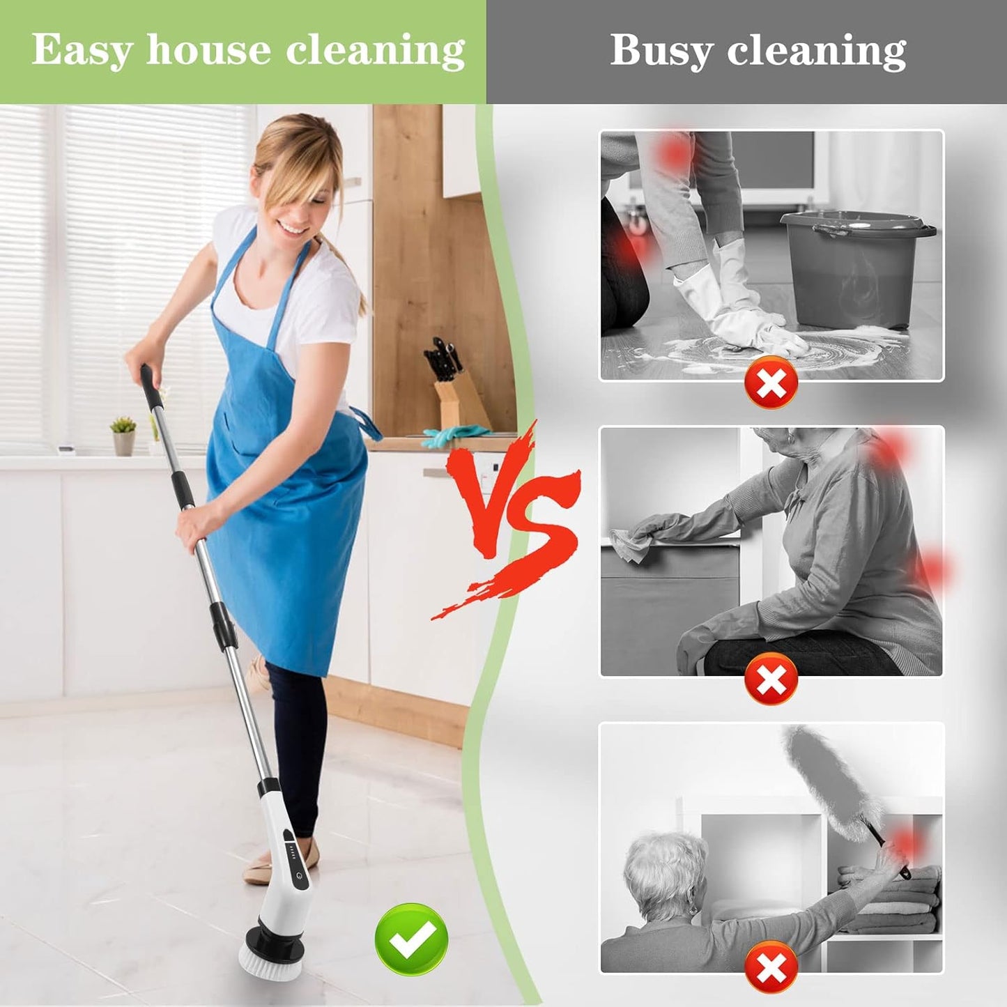 LCD-7-in-1 Electric Spin Scrubber - Cordless Power Cleaning Brush Set