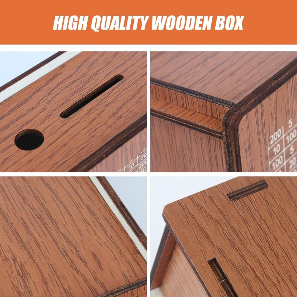 Wooden Money Box with Counter for Savings Goal - 10,000 £