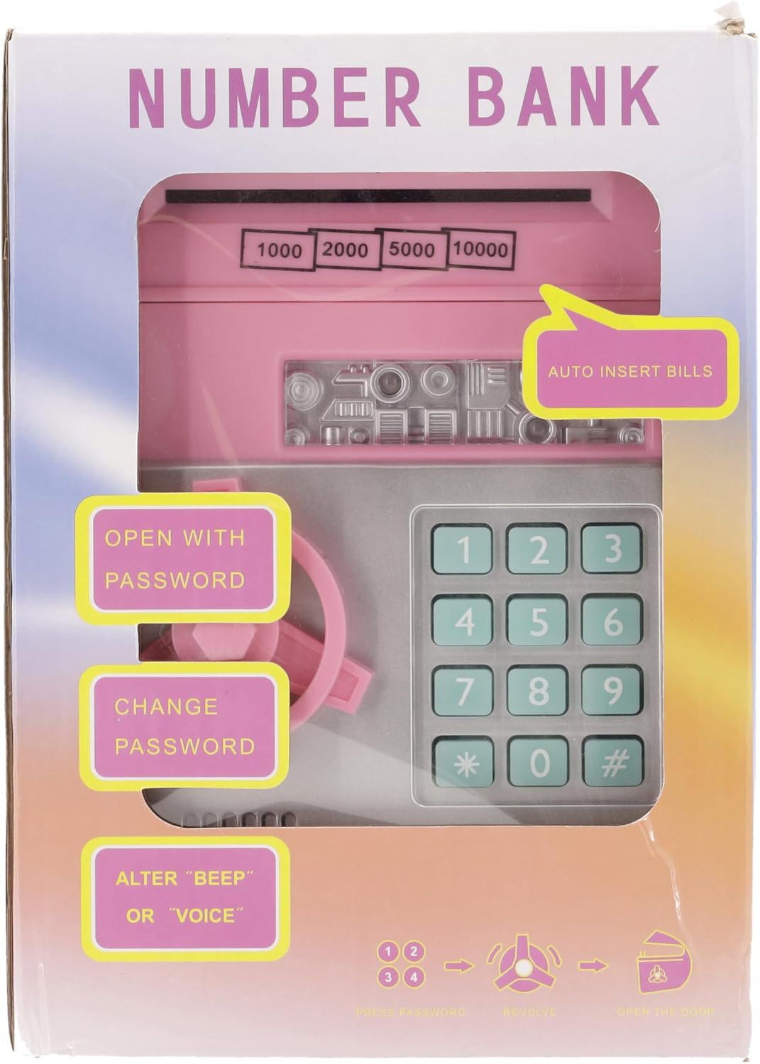 Highttoy Money Box for Girls Age 3-12, Password Money Safe for Girls Piggy Bank for Kids ATM Money Bank Electronic Cash Coin Saving Box Kids Safe Birthday Party Favors for Girls Pink