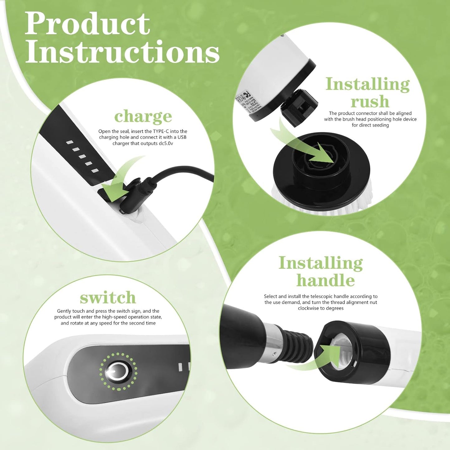 LCD-7-in-1 Electric Spin Scrubber - Cordless Power Cleaning Brush Set