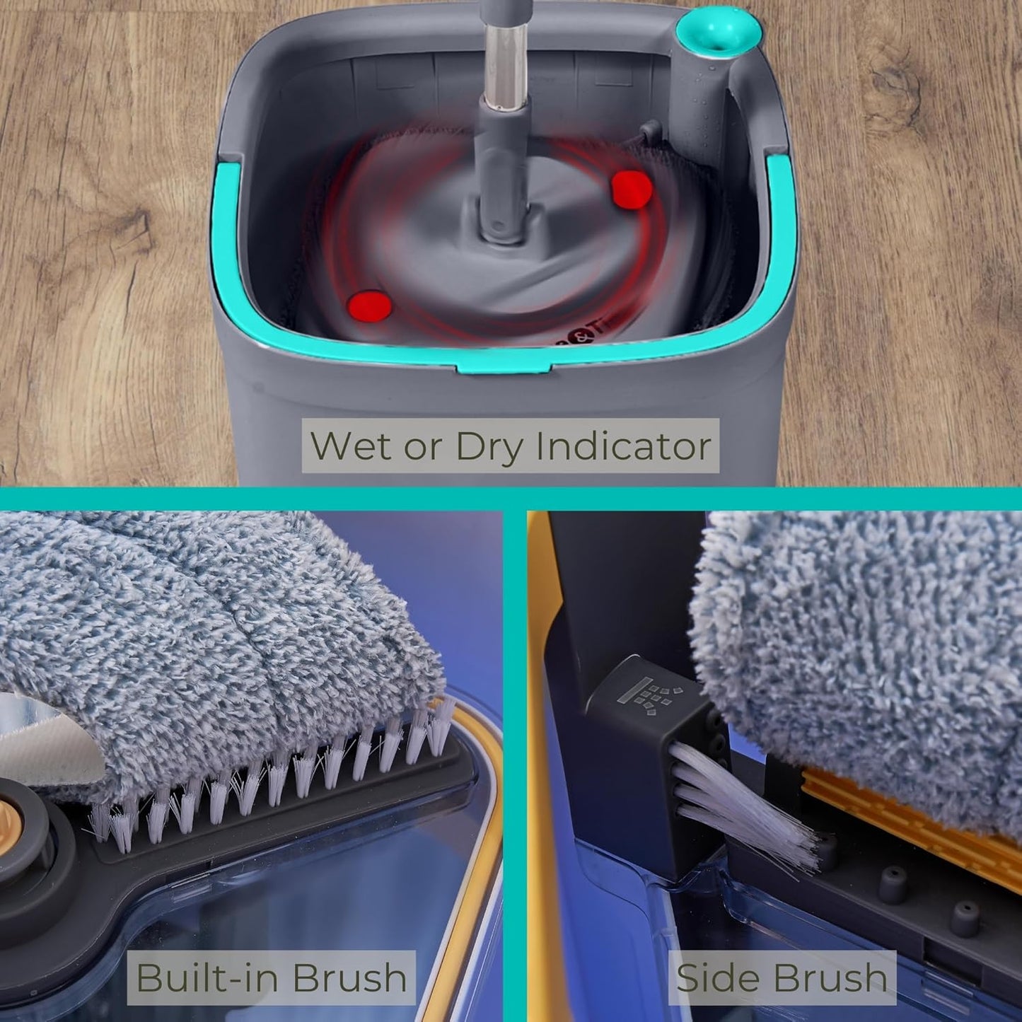 Self-Wringing Flat Mop & Bucket Set – 360° Rotating Head, Hands-Free Cleaning System