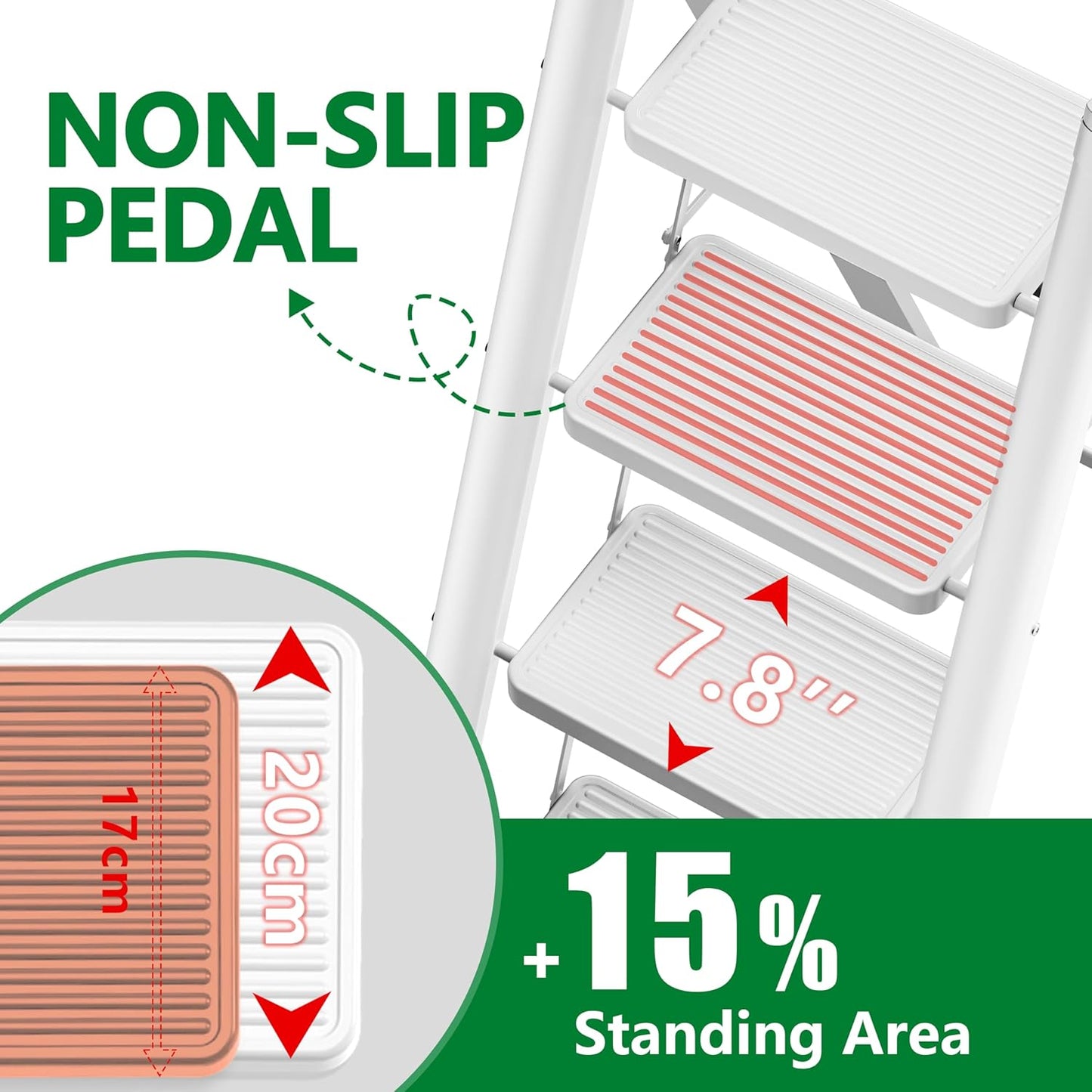 Slim Folding 5-Step Ladder with Anti-Slip Features