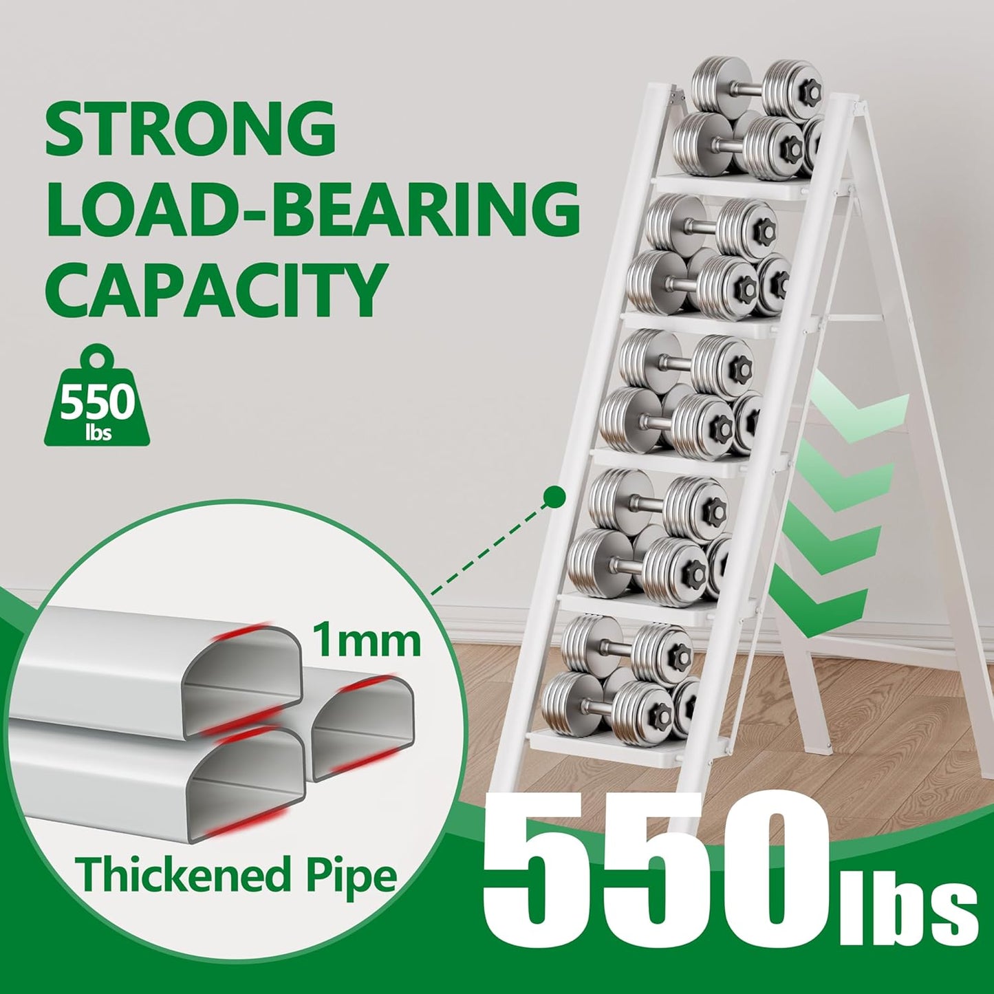 Slim Folding 5-Step Ladder with Anti-Slip Features