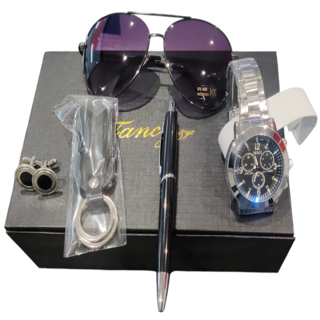 Men's Executive Gift Set - Sunglasses, Watch, Pen, Cufflinks & Keychain