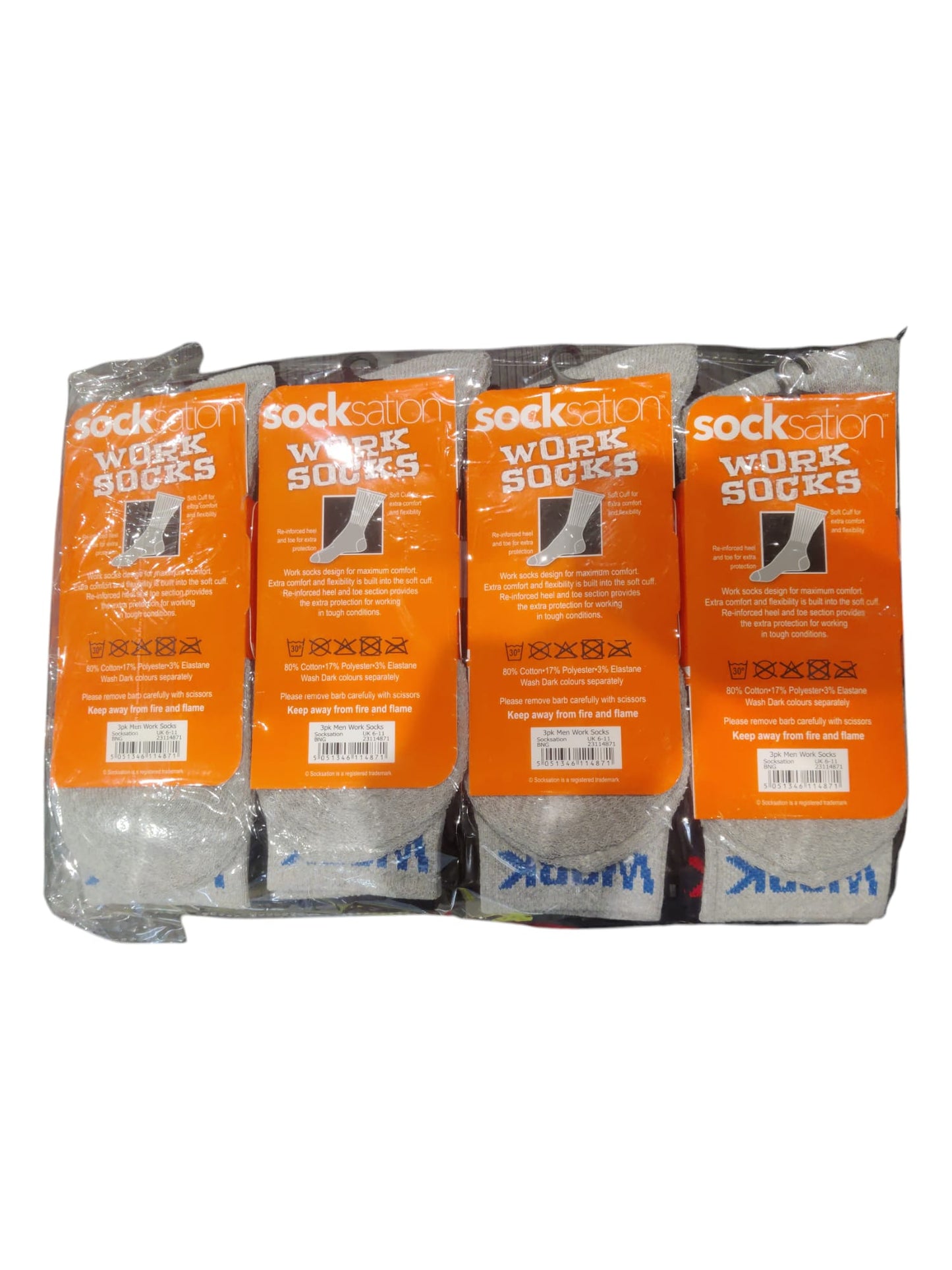Socksation Work Socks - 12 Pair Pack (6 Black, 6 Grey)