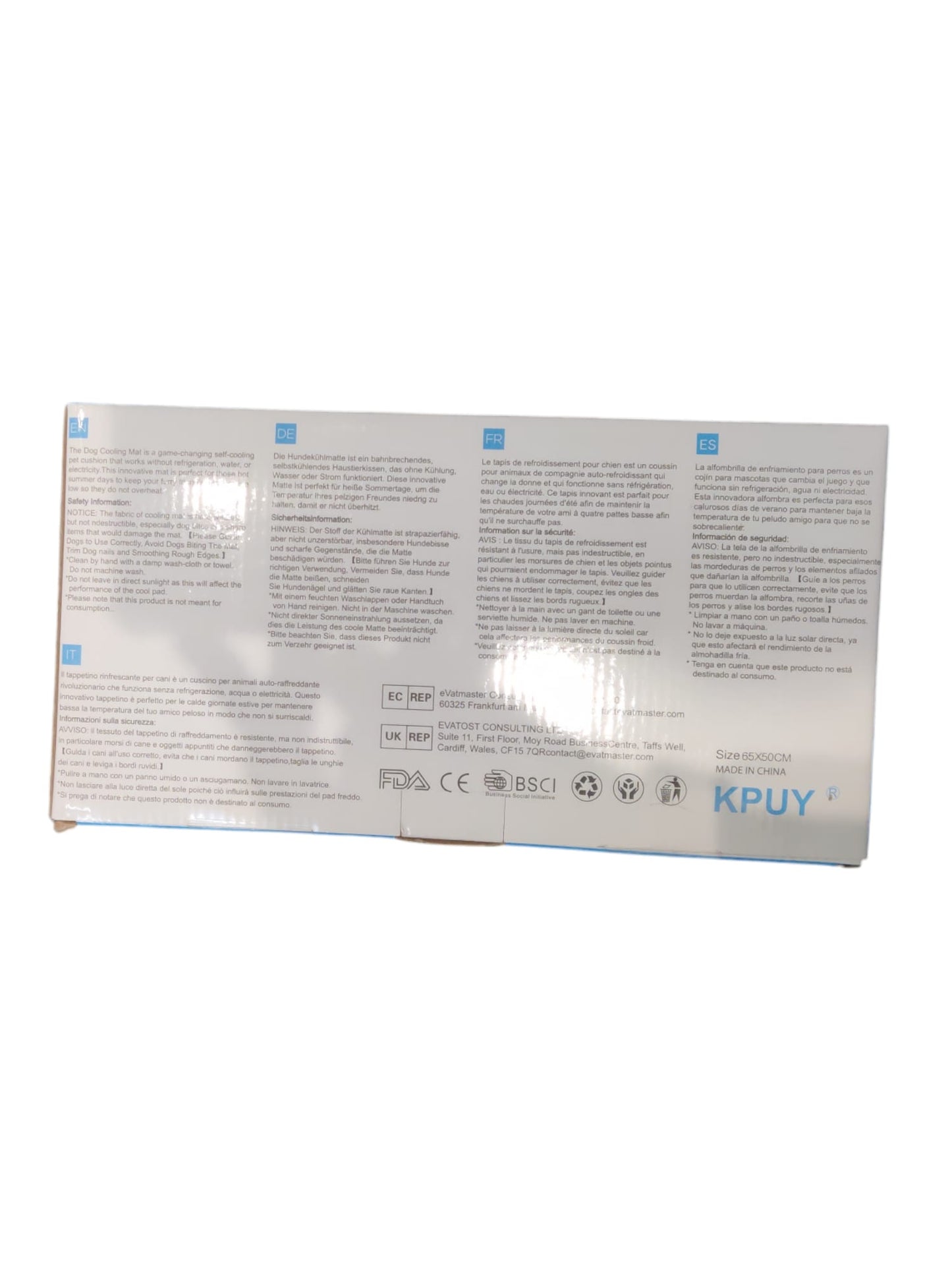 KPUY Pet Cooling Mat (M - 65x50cm) - Non-Toxic, Pressure-Activated Cooling for Dogs and Cats
