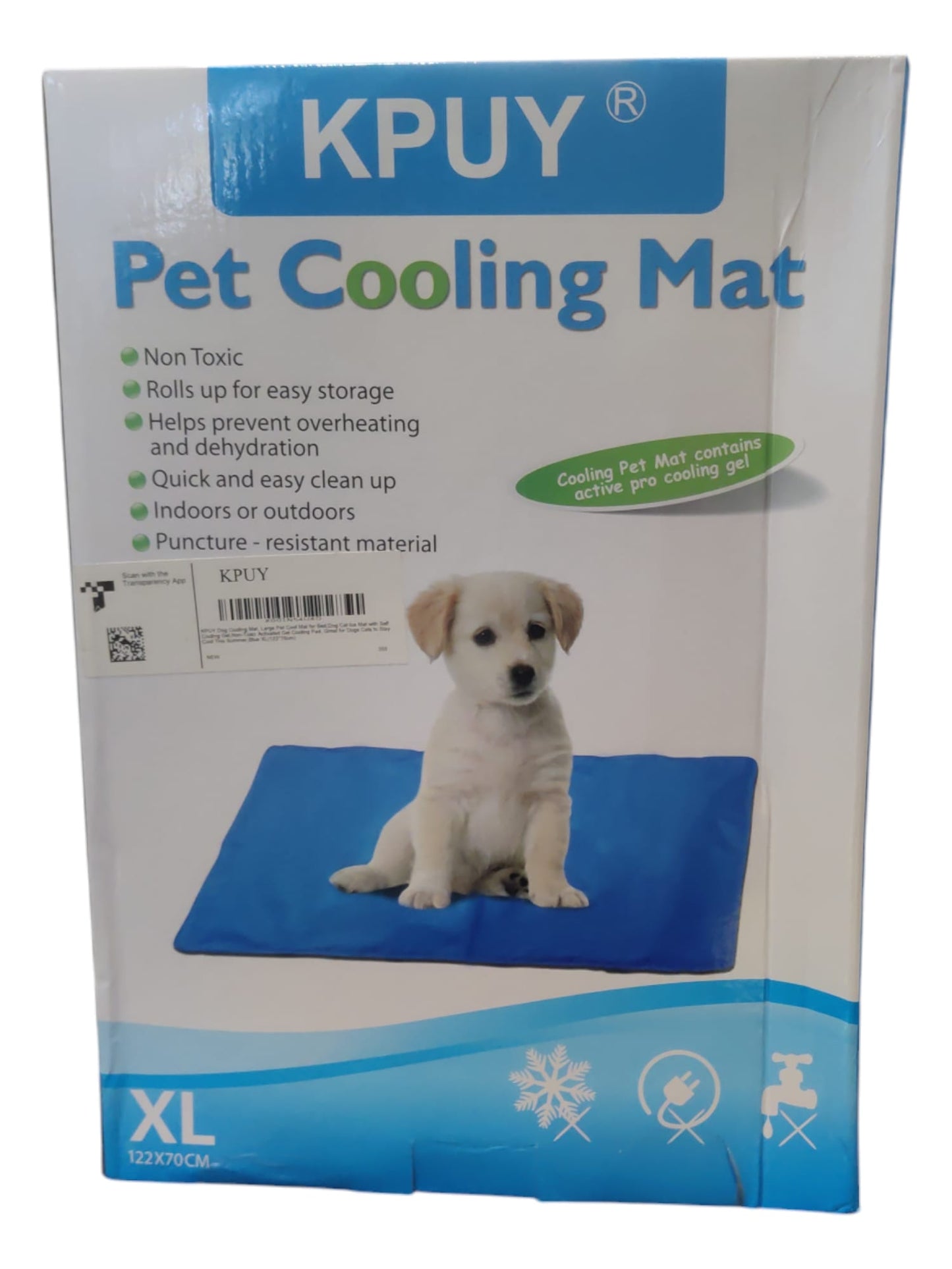 KPUY Pet Cooling Mat (XL - 122x70cm) - Non-Toxic, Pressure-Activated Cooling for Large Dogs