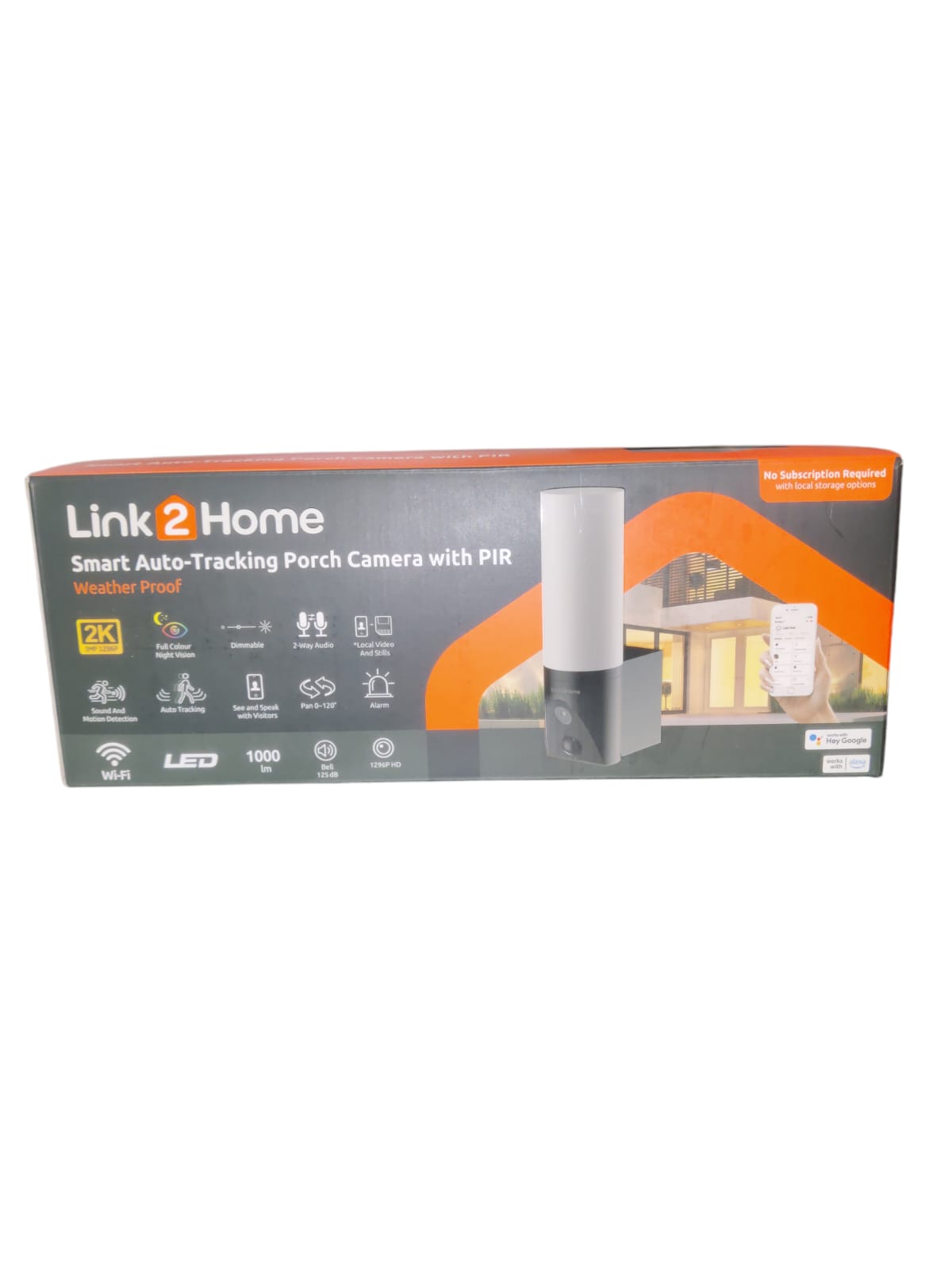 Link2Home Smart Auto-Tracking Porch Camera with PIR Sensor & Light - Weatherproof