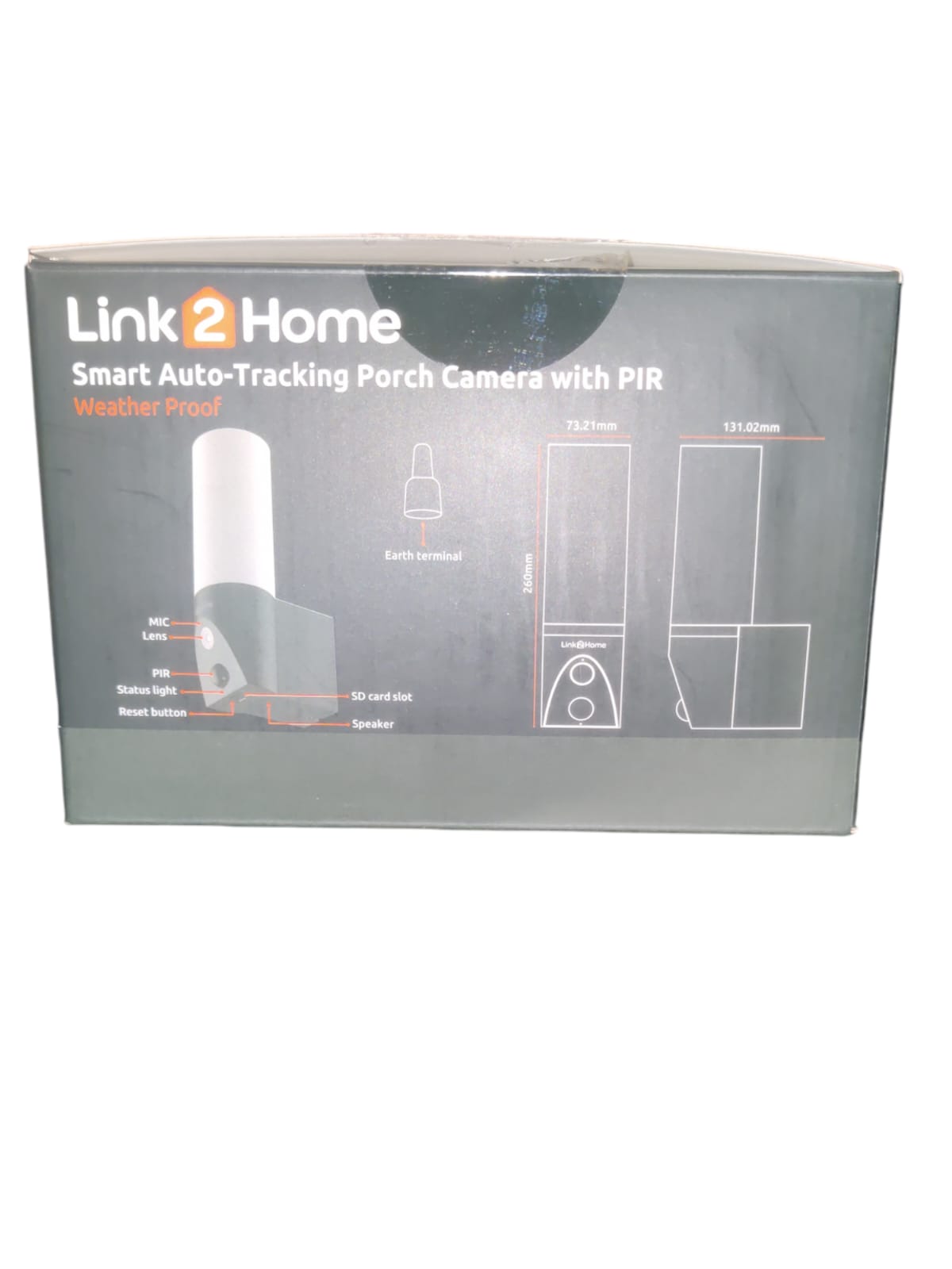 Link2Home Smart Auto-Tracking Porch Camera with PIR Sensor & Light - Weatherproof