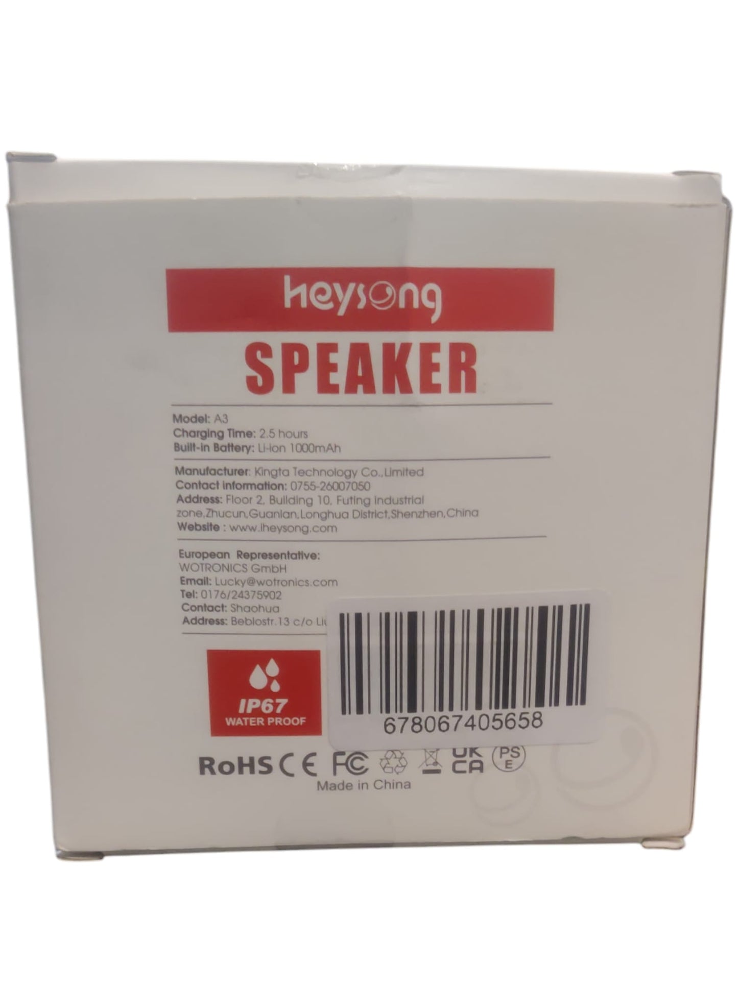 Heysong IP67 Waterproof Speaker - Portable Bluetooth Speaker (Model No: A3)