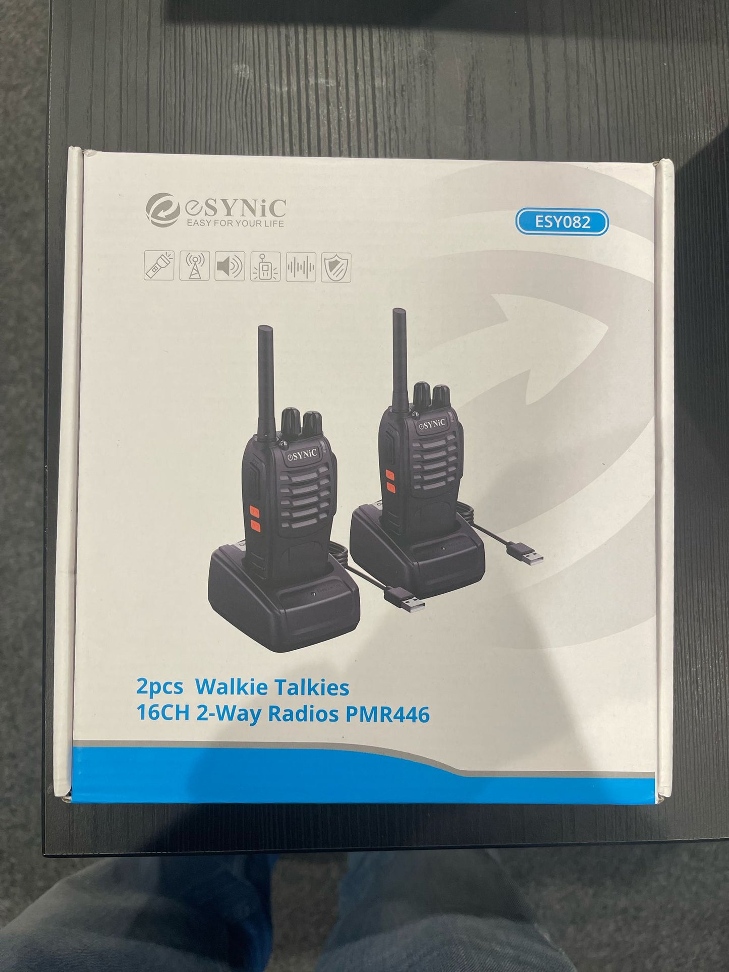eSynic 2-Pack PMR446 Walkie Talkies - 16 Channel Two-Way Radios