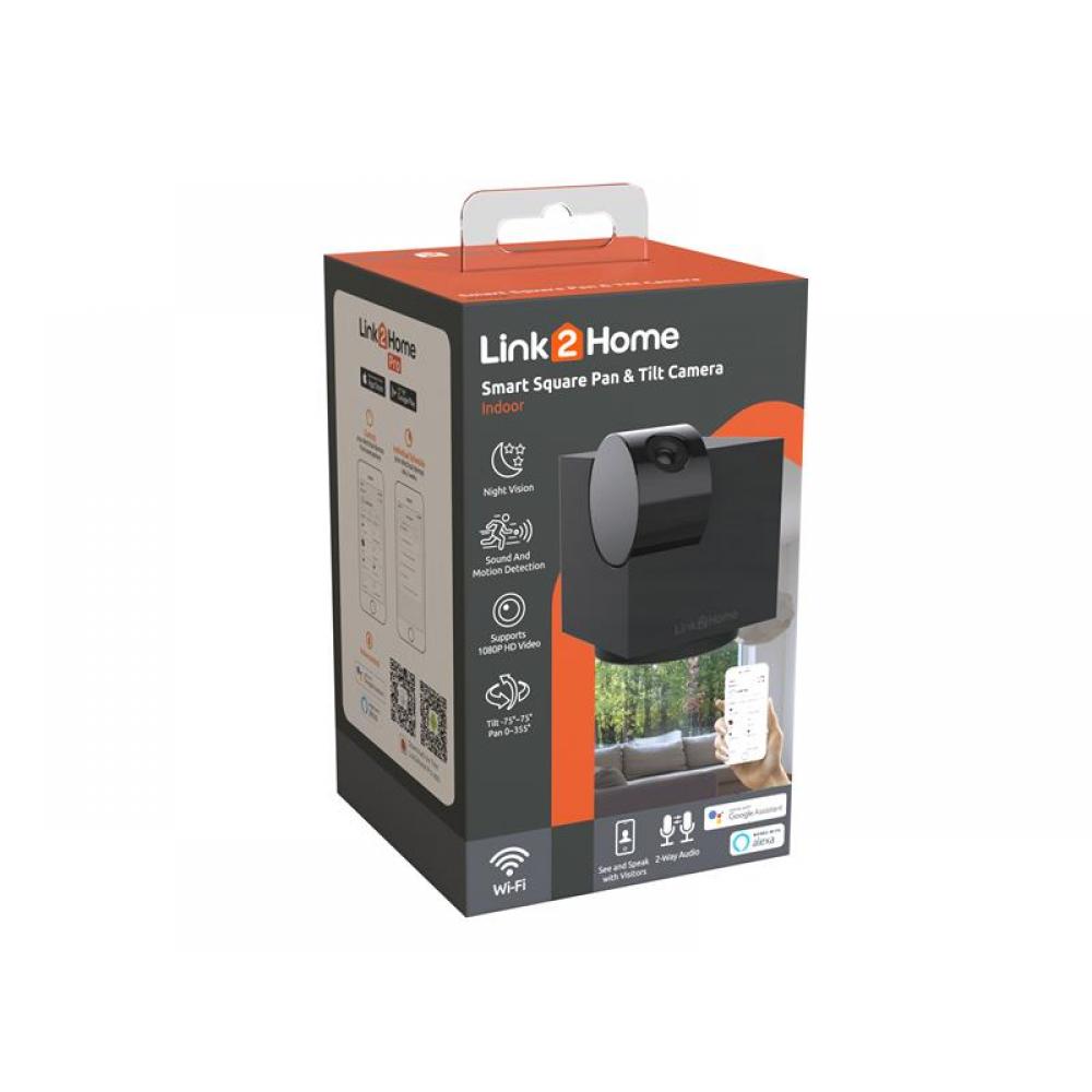 Link2Home Smart Square Pan & Tilt Indoor Camera - 1080p HD with Night Vision & 2-Way Audio