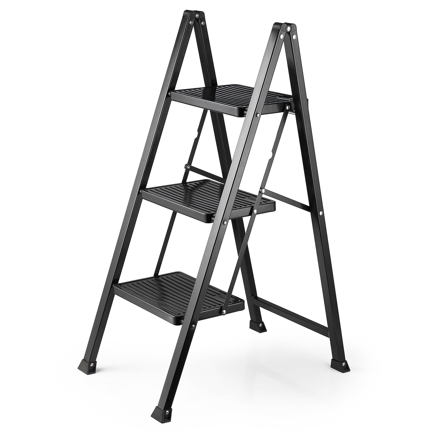 Slim Folding 3-Step Ladder with Anti-Slip Features