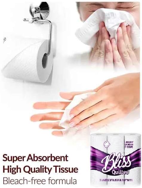 Bliss Quilted 3-Ply Luxury Bathroom Tissue - 9 Rolls