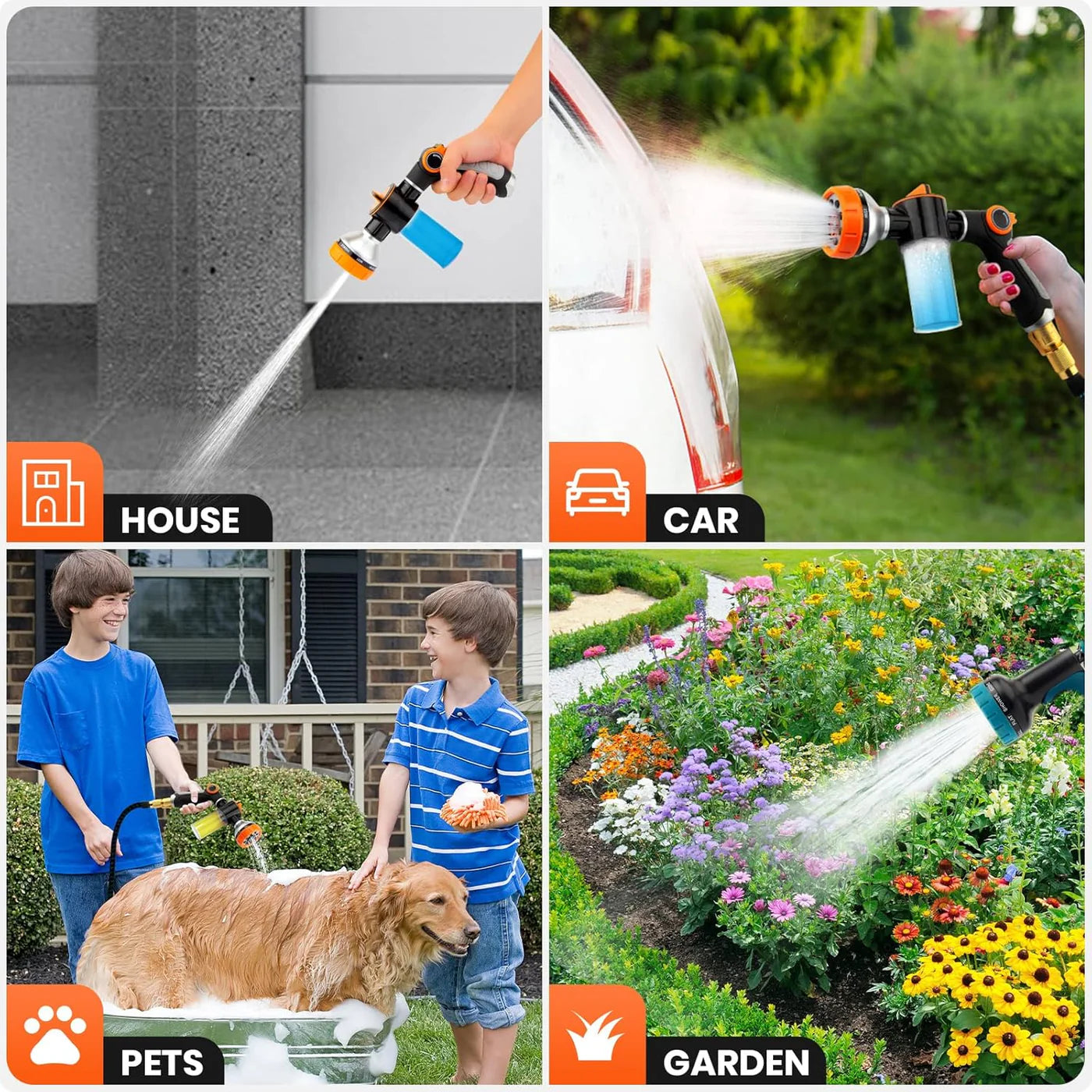 DAXIGA Soft Hose Expandable Garden Hose with 10-Pattern Spray Nozzle