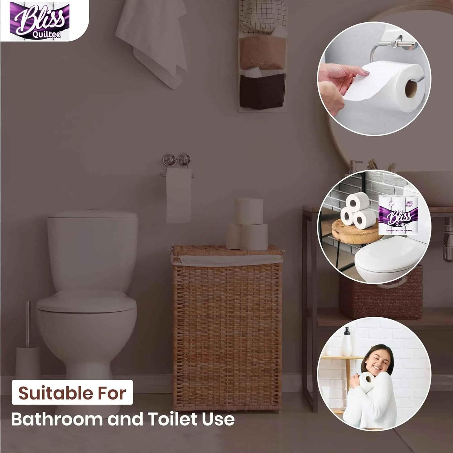 Bliss Quilted 3-Ply Luxury Bathroom Tissue - 9 Rolls