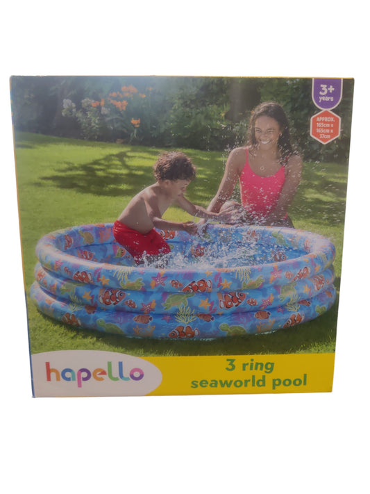 Hapello 3 Ring Seaworld Pool - Kids' Inflatable Paddling Pool