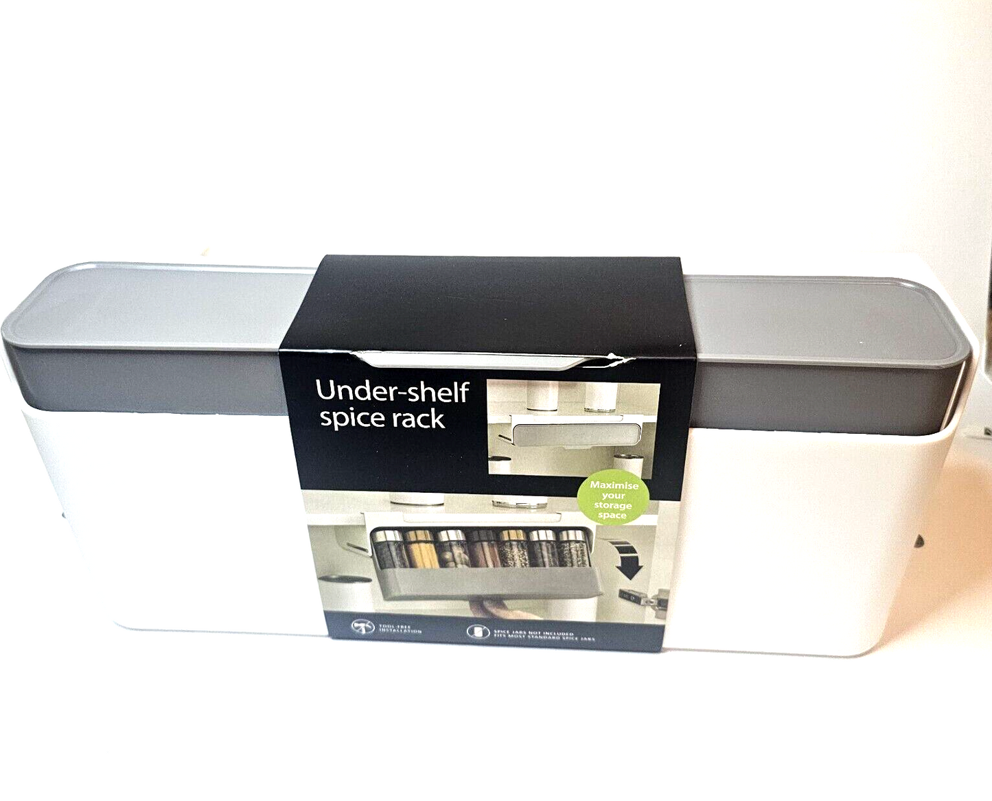 Under Shelf Spice Rack Organizer with Jars - Cupboard Storage Solution (6 Jars Included!)
