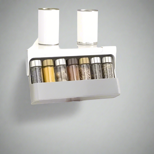 Under Shelf Spice Rack Organizer with Jars - Cupboard Storage Solution (6 Jars Included!)